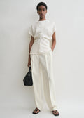 Slouch waist crinkled top cream