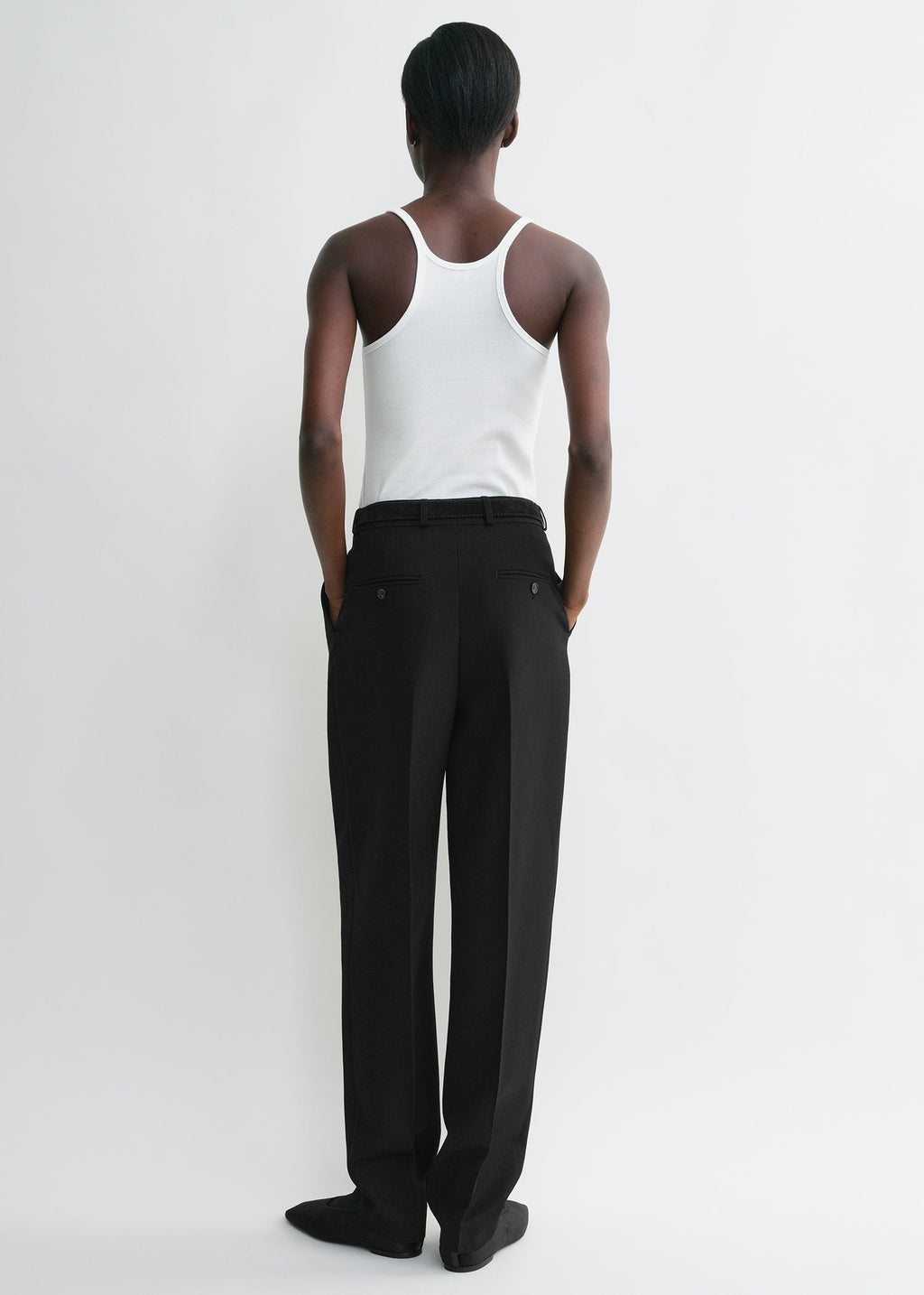 Scoop neck rib tank white