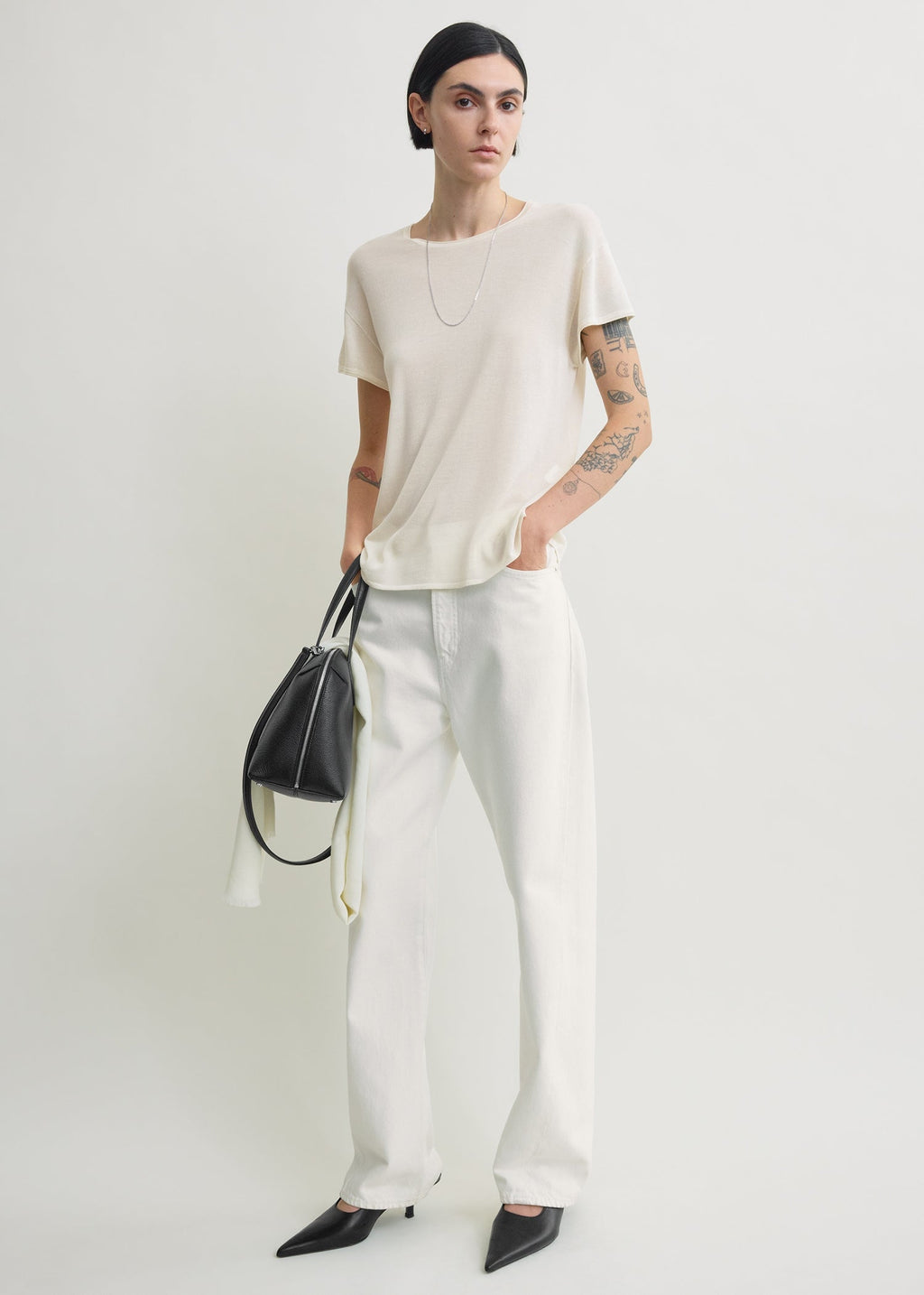 Silk tee ecru