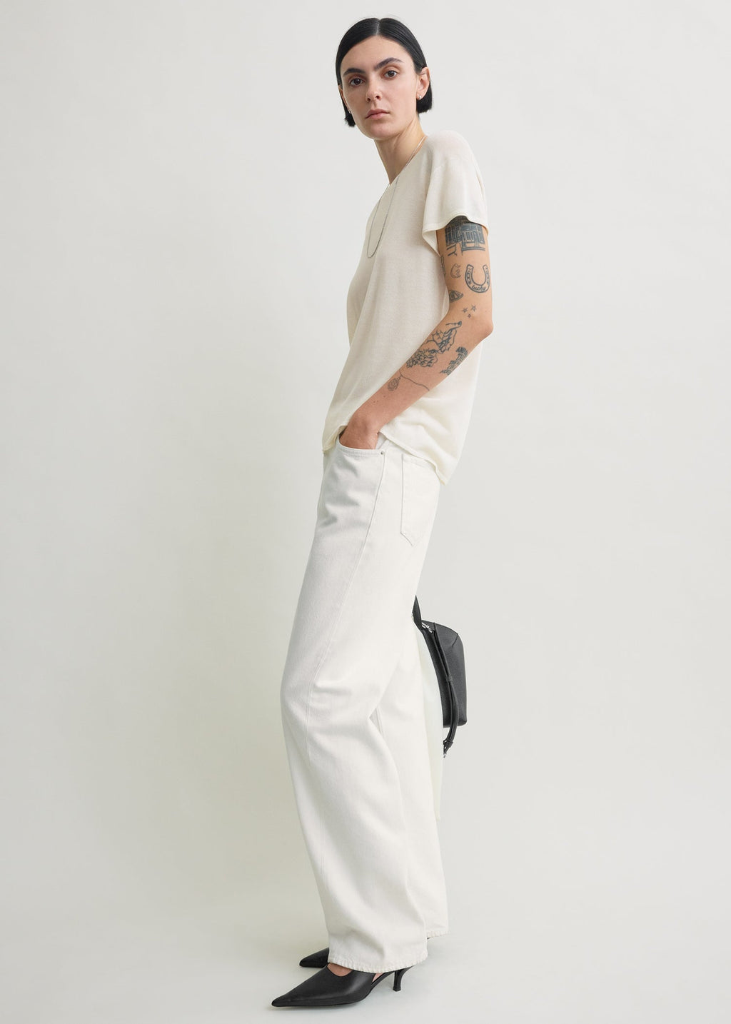 Silk tee ecru
