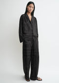 Monogram silk pj top black