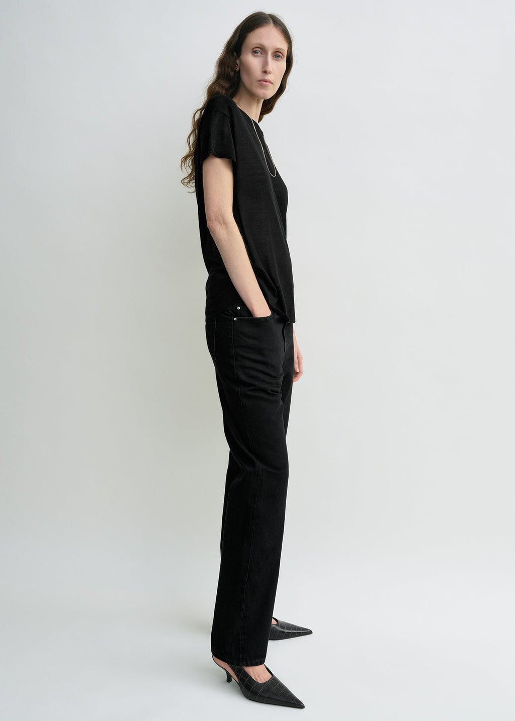 Silk tee black