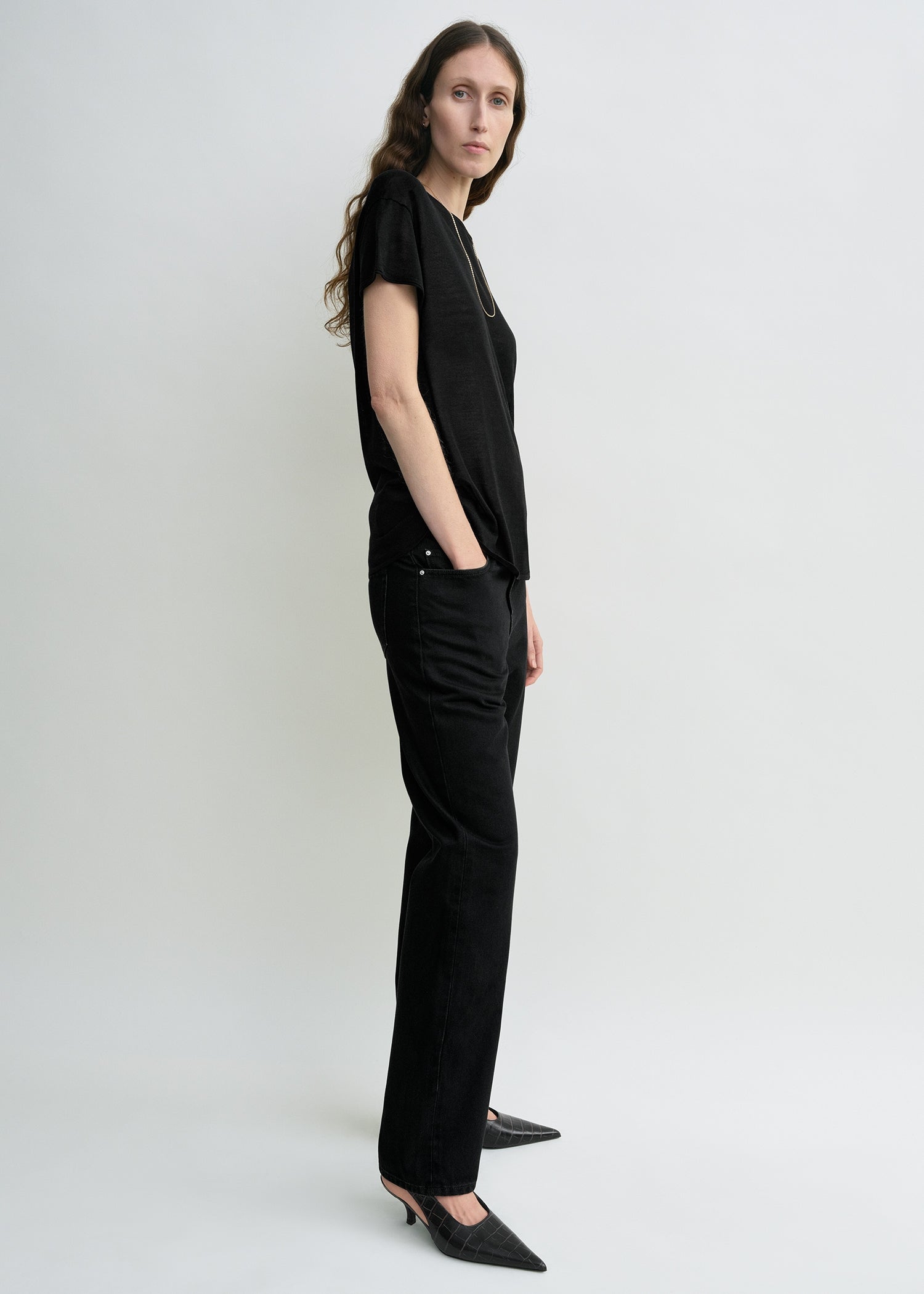 Silk tee black