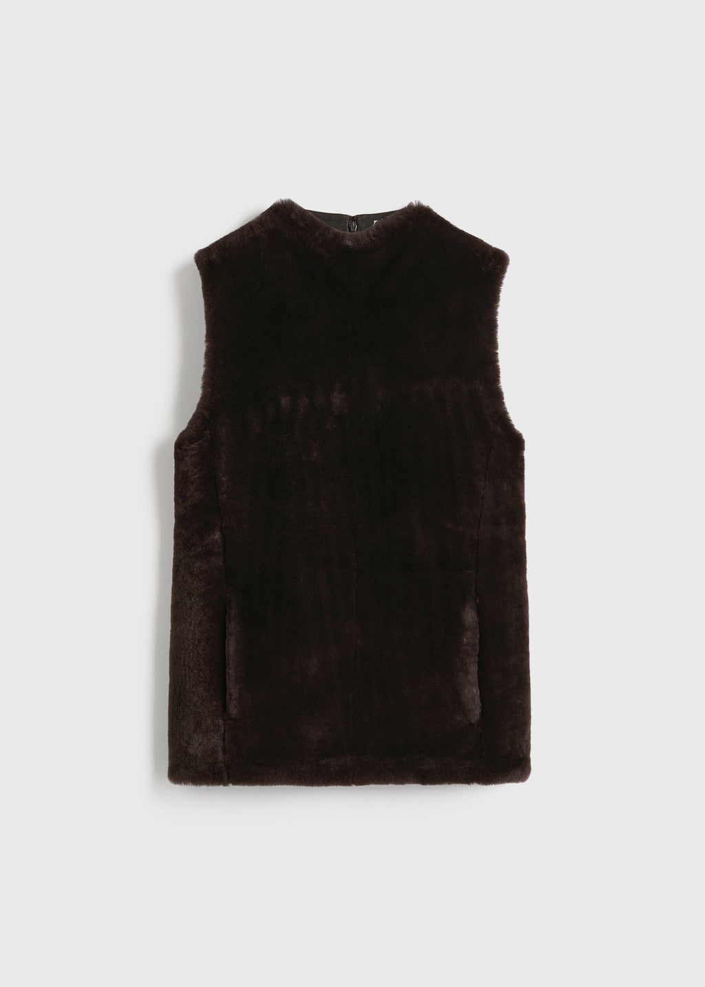 Shearling-front top espresso
